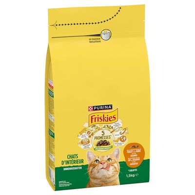 PURINA FRISKIES Indoor Katze mit Huhn, Truthahn und Gemüse 1,5 kg