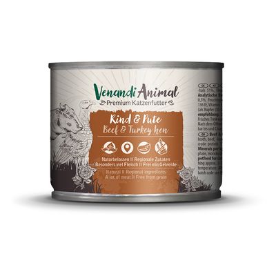 Venandi Animal Adult Cat 6 x 200 g Wołowina i indyk