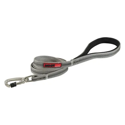 Lesă gri pentru câini cu mâner căptușit și carabină metalică, marca moov4fun.