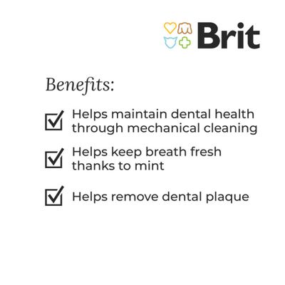 Brit Dental Stick Immuno z probiotykami i cynamonem. Naturalny układ odpornościowy, kontrola płytki i kamienia nazębnego. Bez glutenu, GMO, barwników. Wyprodukowane w UE.