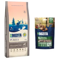 Bozita Dog Purely Grain Free + 2 x 70 g Meaty Bites mit Elch & Ente gratis! - 11 kg Elch Puppy & Junior Large