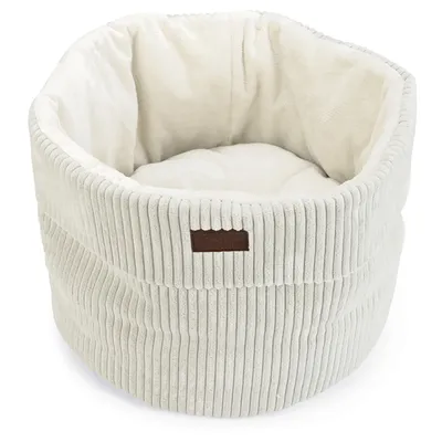 Designed by Lotte, koszyk dla kota Ribbed - ok. Ø 50 x wys. 35 cm, jasnoszary