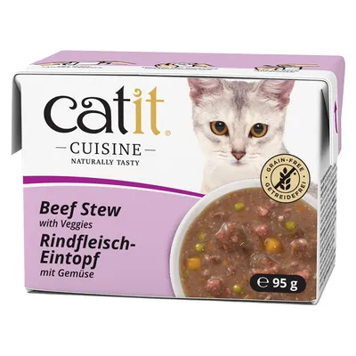 Catit Cuisine Ragoût 12 x 95 g pour chat - bœuf, légumes