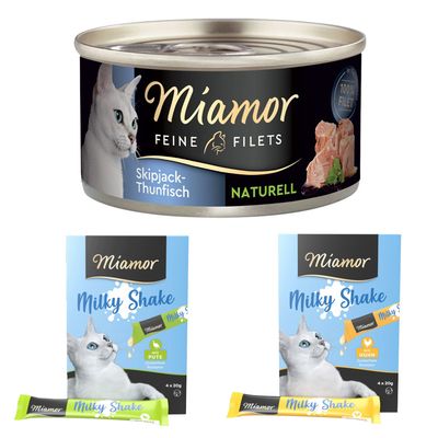 Miamor: 6 x 80 g Feine Filets Naturelle + Milky Shake, 8 x 20 g gratis!