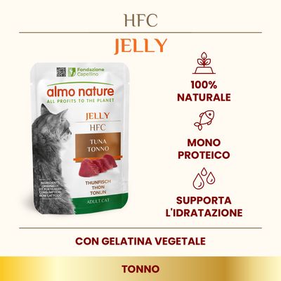 Almo Nature HFC Jelly in buste 24 x 55 g - 3 gusti: Tonno, Tonno e Sogliola, Tonno con Acciughine