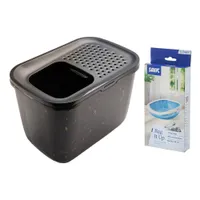 Savic Katzentoilette Hop In Marble Starterset: Toilette Marble schwarz/gold + 6 Bag it up