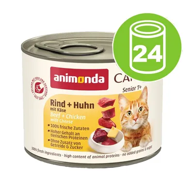 Lot animonda Carny Senior 24 x 200 g pour chat - bœuf, cœurs de dinde
