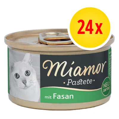Miamor Pastete mit Fasan, zestaw 24x. Na etykiecie zdjęcie kota i napis NEU: zarter. Miamor Pastete mit Fasan, zestaw 24x. Na etykiecie zdjęcie kota i napis NEU: zarter.