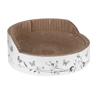 Kattenmand en Krabmeubel Relax - Wit met vlinderopdruk - Kattenmand en Krabmeubel Relax