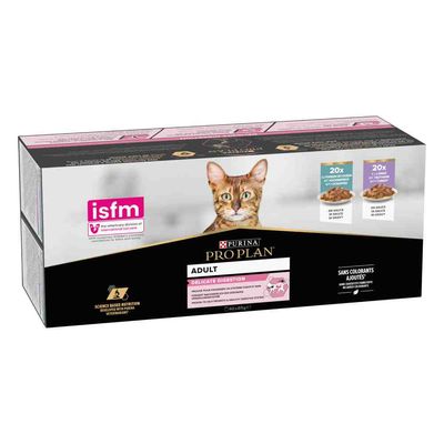 PURINA PRO PLAN Delicate Adult 40 x 85g Mixed Pack: Ocean Fish & Turkey