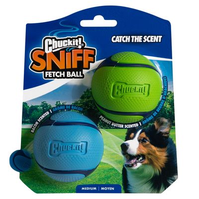 Chuckit ! Sniff Fetch Ball pour chien Pack Duo taille M : 2 x Ø 6,5 cm environ