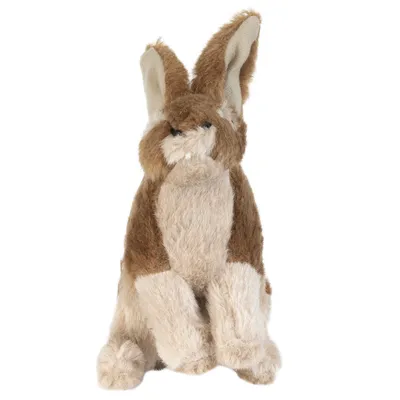 Giocattolo di peluche a forma di coniglio marrone e beige con orecchie lunghe, adatto per pet.