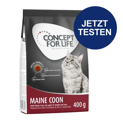 Concept for Life Maine Coon Katzenfutter, 400 g. Für ausgewachsene Maine-Coon-Katzen ab dem 15. Lebensmonat. Special Formula: Herz- und Gelenkunterstützung, größenangepasste Kroketten.