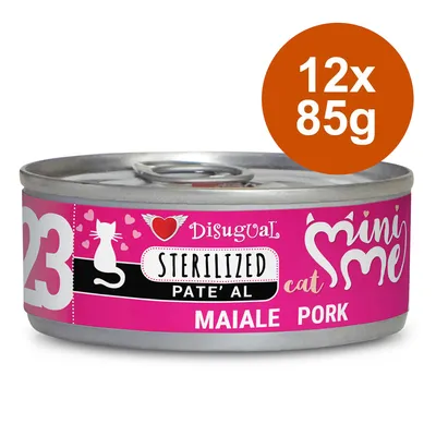 Disugual Mini Me Sterilized Pate' al Maiale, Katzenfutter mit Schwein, 12x85g Dose.