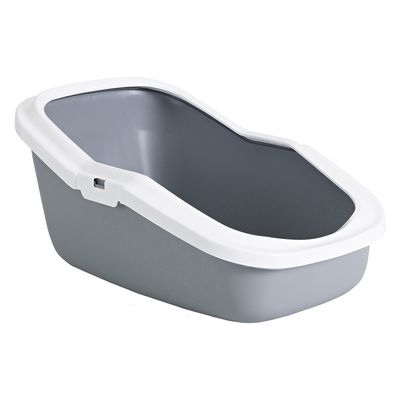 Savic Katzentoilette Aseo mit hohem Rand hellgrau / weiss