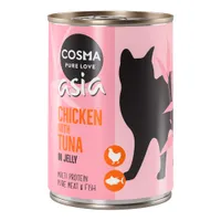 Lot Cosma Asia en gelée 12 x 400 g pour chat - poulet & thon
