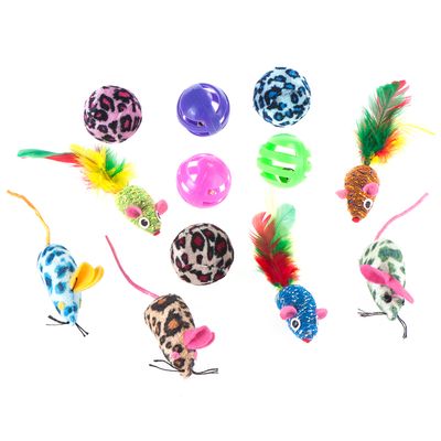 Kattenspeelgoed-Set met Ballen & Muizen 12-delige Set - Kattenspeelgoed-Set met Ballen & Muizen