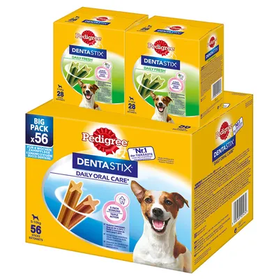 Pedigree Dentastix / Fresh жевательные палочки для собак, 112 шт - Dentastix x 56 + Dentastix Fresh x 56 для мелких собак (5-10 кг)