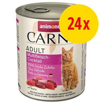 Animonda Carny Adult lajitelma, 24 x 400 g, monta makua naudanlihalajitelma & naudanliha-siipikarjalajitelma (8 eri makua)