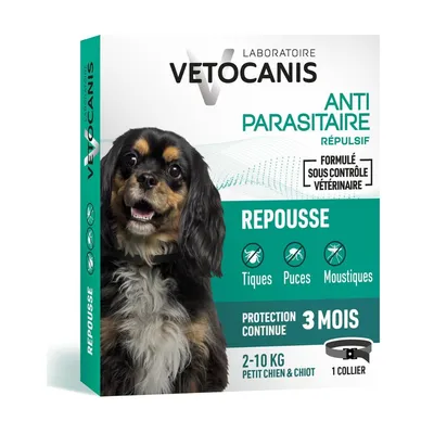 Vetocanis Collier anti-puces et tiques répulsif pour chiens - taille S : 2 - 10 kg Vetocanis Collier anti-puces et tiques répulsif pour chiens - taille S : 2 - 10 kg