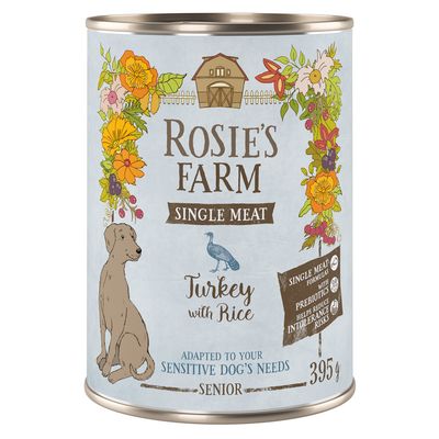 Rosie's Farm Single Meat Senior, 6 x 395 g Indyk z ryżem