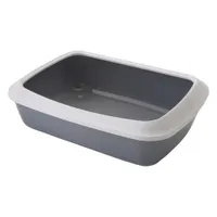 Arenero descubierto Savic Iriz con borde, 50 cm para gatos - Gris claro y blanco