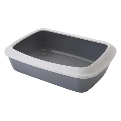 Arenero descubierto Savic Iriz con borde, 50 cm para gatos - Gris claro y blanco