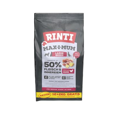 12 + 2 kg kaupan päälle! 14 kg RINTI Max-I-Mum Large Breed kana