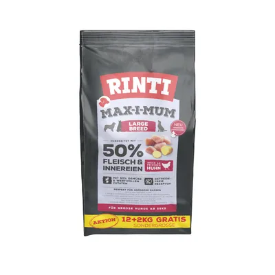 14kg RINTI Dry Dog Food - 12kg + 2kg Free! * - Max-I-Mum Beef (14kg)