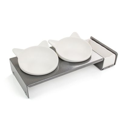 CanadianCat Company fôringsbar Cat Diner Metall: 2 x 250 ml, Ø 15 cm