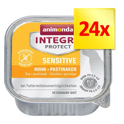 animonda INTEGRA PROTECT Sensitive Huhn + Pastinaken, 24x. Bezzbożowa karma weterynaryjna z kurczakiem i pasternakiem, dla zwierząt z nietolerancją pokarmową. Urinary pH 6,5–6,8.