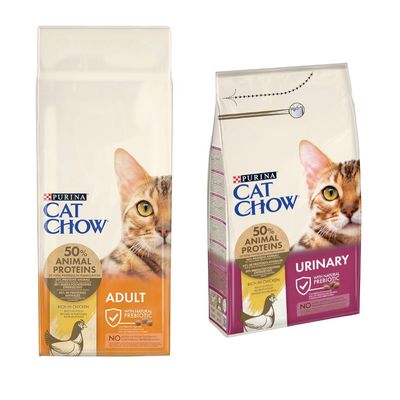Purina Cat Chow Urinary, 50 % de protéines animales, riche en poulet, avec prébiotique naturel, sans colorants ni conservateurs artificiels.