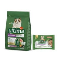 Ultima 2,5 kg pienso + 4 x 70 g / 8 x 85 g comida húmeda ¡gratis! - Sterilized Hairball pavo + Expert Nutrition Hairball vacuno y salmón (4 x 70 g)