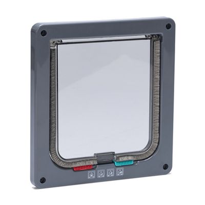 Karlie katteluke med 4-veis lås, hvit grå: L 19,2 x B 20 cm