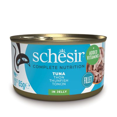 Schesir Complete Nutrition tonnikala ja naudanliha, 6x85g, 100 % luonnollisia fileitä hyytelössä, lisätyillä vitamiineilla. Aikuisille kissoille.