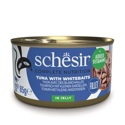 Výhodné balenie Schesir Complete Nutrition filety v želé 24 x 85 g - tuniak s hovädzím