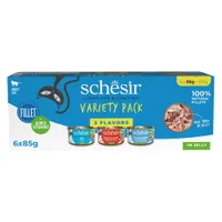 Schesir Complete Voeding filet in gelei 6 x 85 g - Mixpaket (3 Soorten)