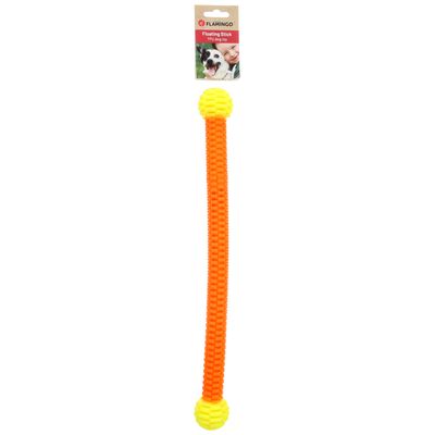 Flamingo Floating Stick TPU hondenspeelgoed, oranje met gele uiteinden.