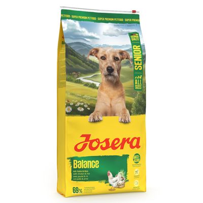 Josera Balance Senior Hundefutter mit Huhn & Reis, Anti-Aging, 69% tierisches Protein, geeignet für alle Größen. German Quality.