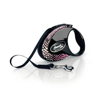 flexi Glam Composition bandkoppel, svart - Storlek S: upp till 12 kg (3 m)