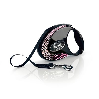 flexi Glam Composition Laisse à sangle, noir taille S : jusqu'à 12 kg (3 m)