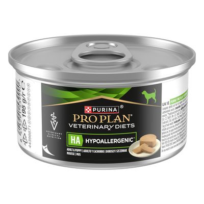 Purina Pro Plan Veterinary Diets HA Hypoallergenic Puppy & Adult Mousse. Specialfoder för hundar, hypoallergen.