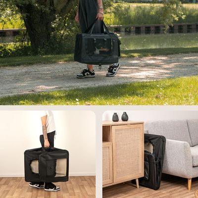 Lionto hundetransportboks av tekstil, svart