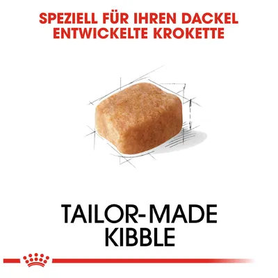Posebej za vašega jazbečarja razvita briketirana hrana. Tailor-made Kibble.