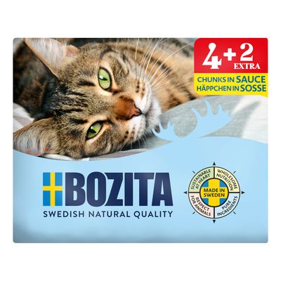 Bozita Tetra stukjes in Saus 6 x 370 g Kattenvoer Mix (3 Sorten)