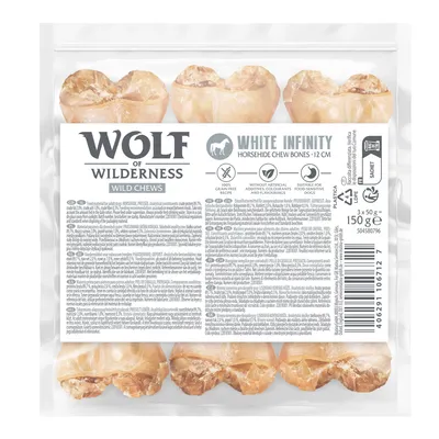 Wolf of Wilderness tuggben av hästhud "White Infinity" - 3 x 17 cm (300 g)