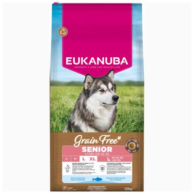 Eukanuba Grain Free Senior Large & Giant med havfisk Økonomipakke: 2 x 12 kg