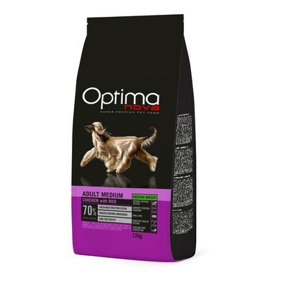 Optimanova Medium Adult Kip & Rijst - Dubbelpak: 2 x 12 kg