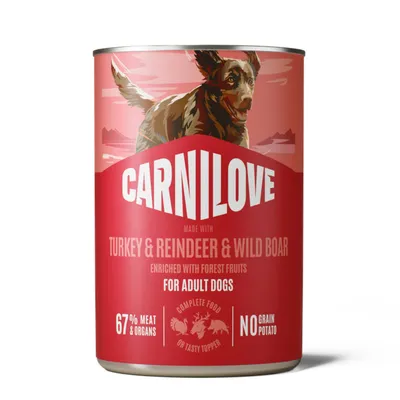 Sparpaket Carnilove Dog in Paté 24 x 400 g - Truthahn & Rentier & Wildschwein