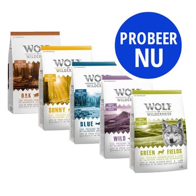 Wolf of Wilderness - Gemengd Probeerpakket 5 x 1 kg Probeerpakket